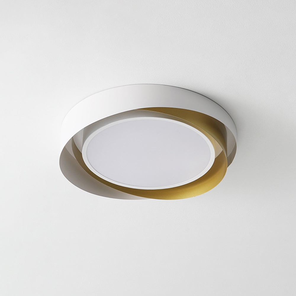 Raluken Modern Geometric Metal/ Flush Mount Ceiling Light, White/Gold