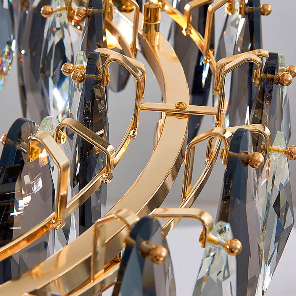 Lobakuk Modern Annular Metal Crystal Pendant Light,Gold