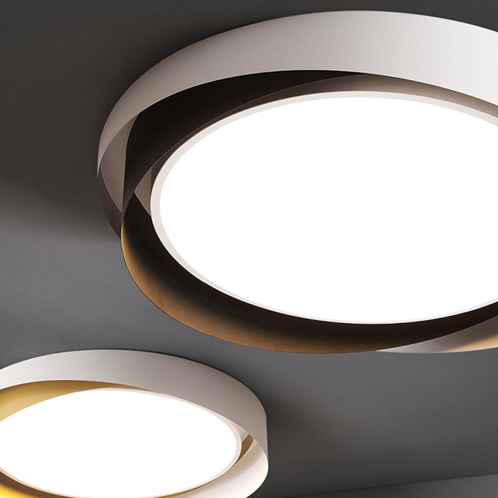 Raluken Modern Geometric Metal/ Flush Mount Ceiling Light, White/Gold