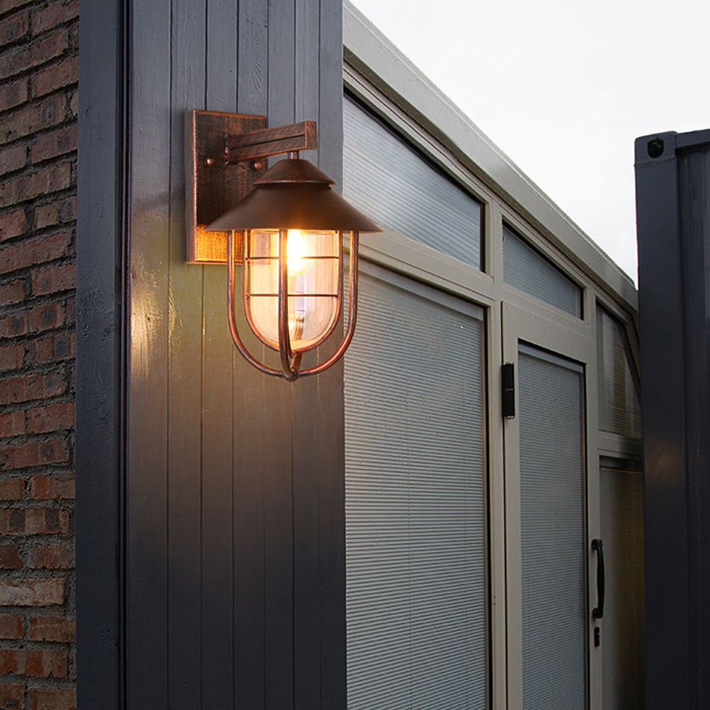 Tupusam Vintage Lantern Shaped Metal Outdoor Wall Lamp, Black