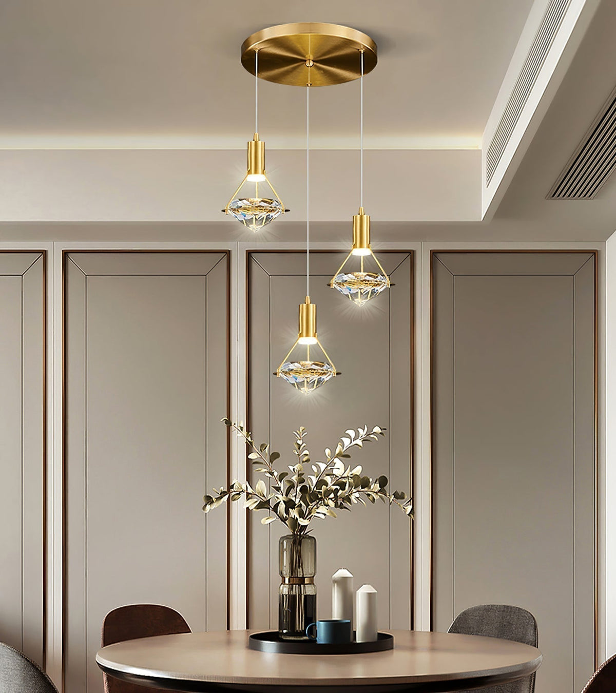 Cira Pendant Lamp Brass Crystal Elegant