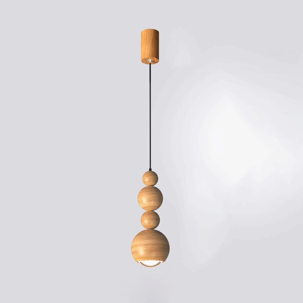Banadim Vintage LED Pendant Globe Light White Metal Wood Bedroom