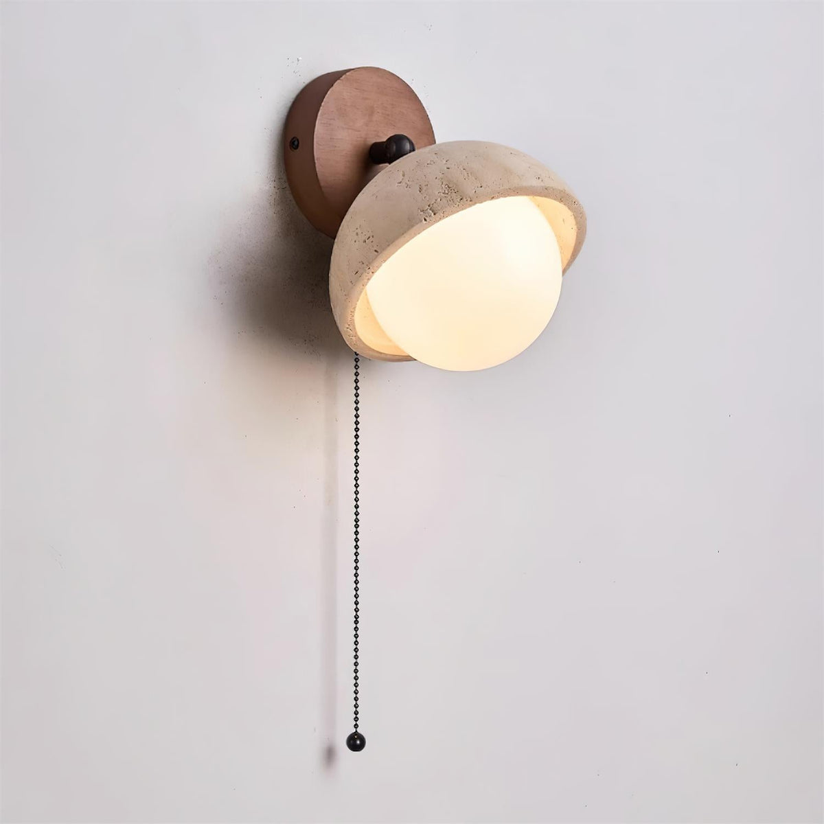 Eala Wall Lamp Travertine Wood Minimalist Modern