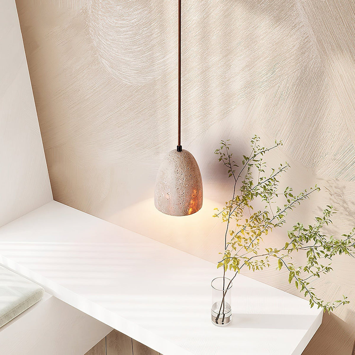 Lildes Conical Travertine Pendant Light