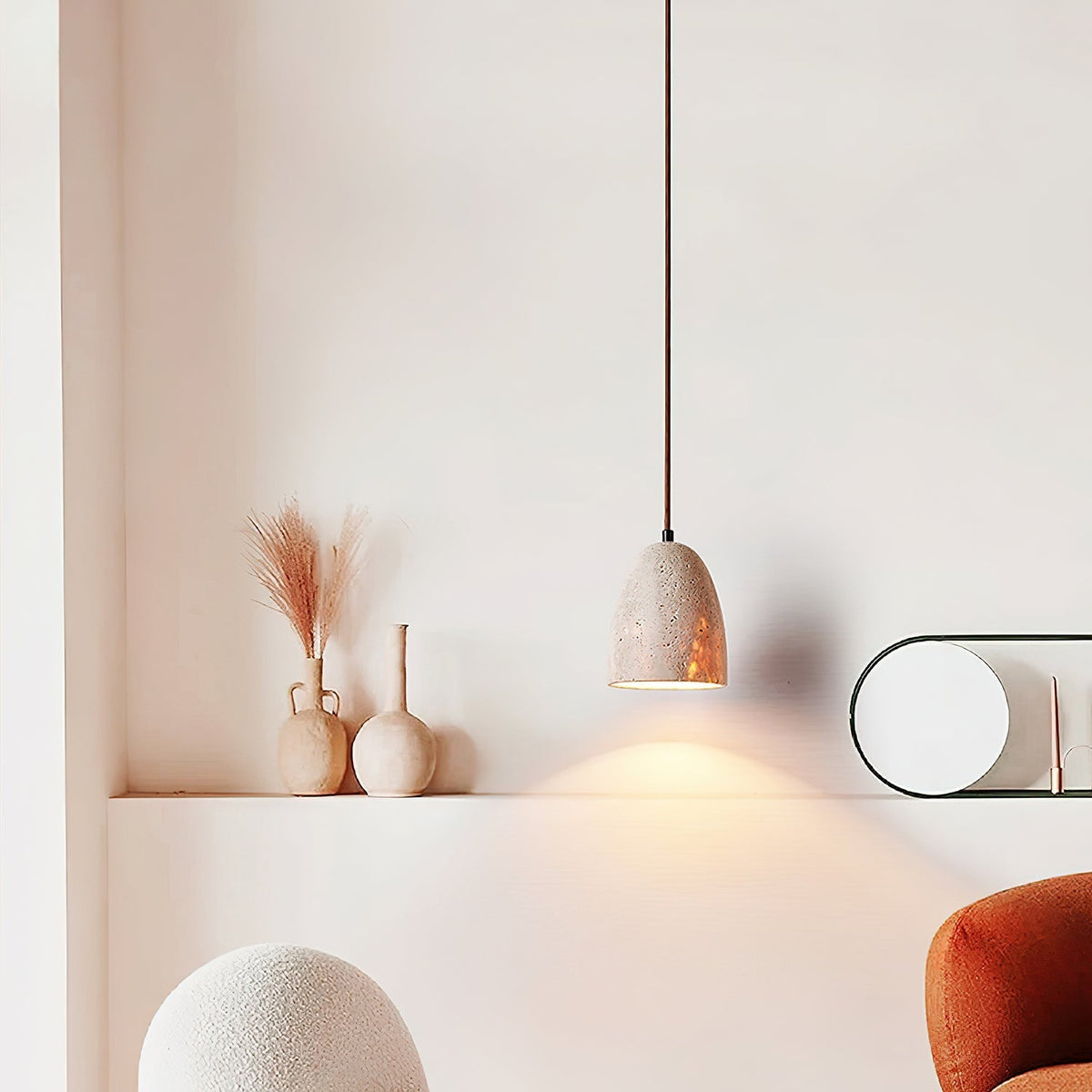 Lildes Conical Travertine Pendant Light