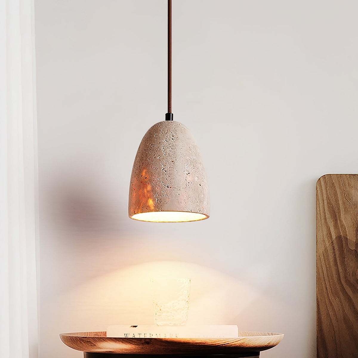 Lildes Conical Travertine Pendant Light