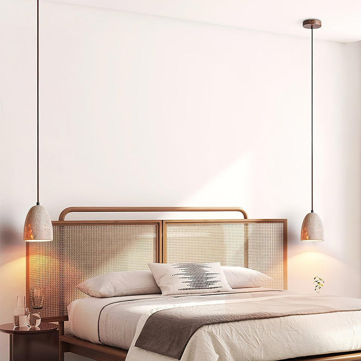 Lildes Conical Travertine Pendant Light