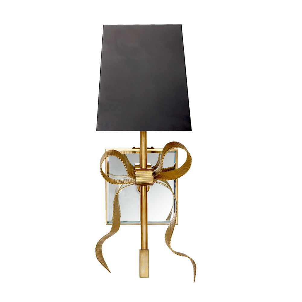 Leko Black Shade Wall Sconce with Gold Bow Accent