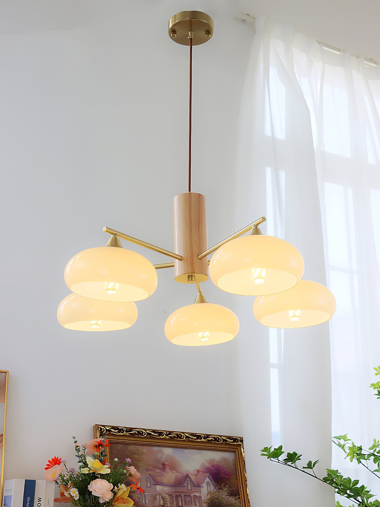 Nova Natural Persimmon Glass Chandelier
