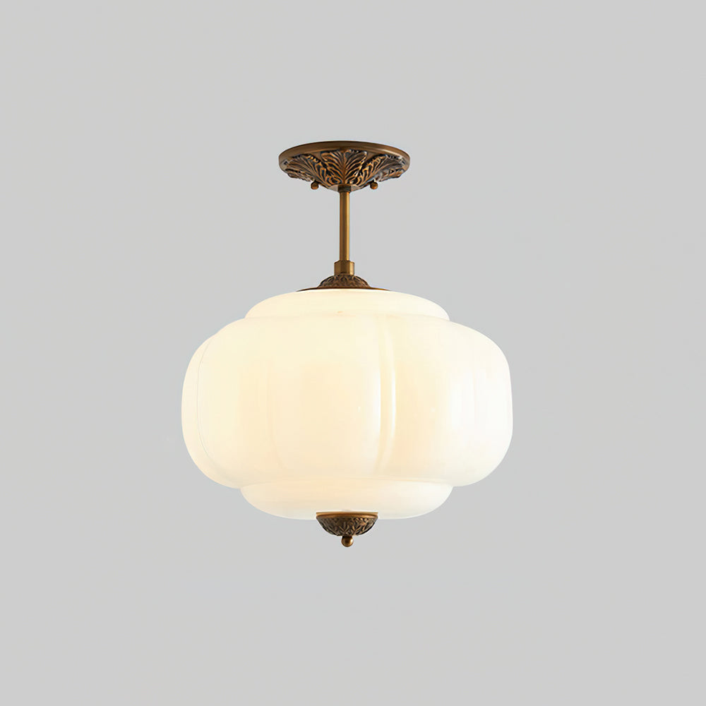Eldio Green Glass Semi Flush Mount Light