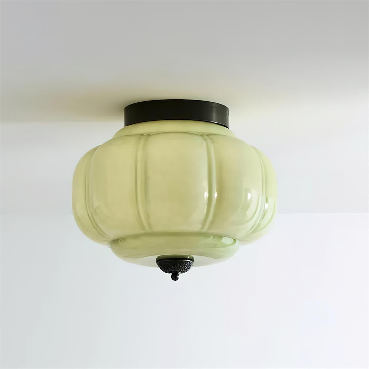 Selviro Ceiling Lamp Green Glass Brass Classic
