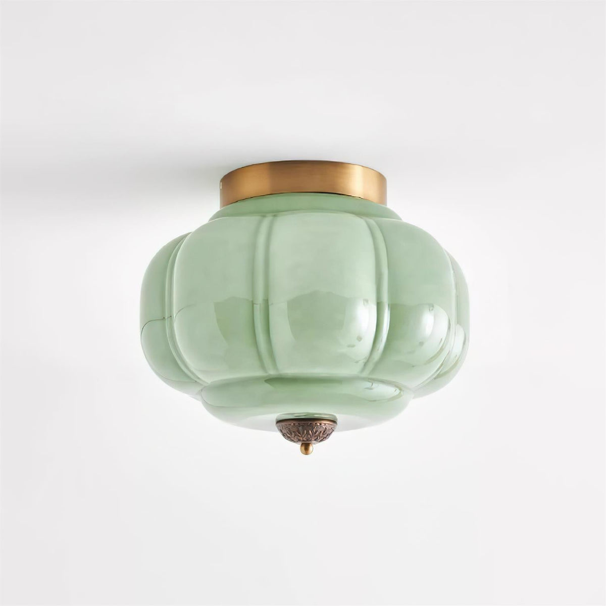 Selviro Ceiling Lamp Green Glass Brass Classic