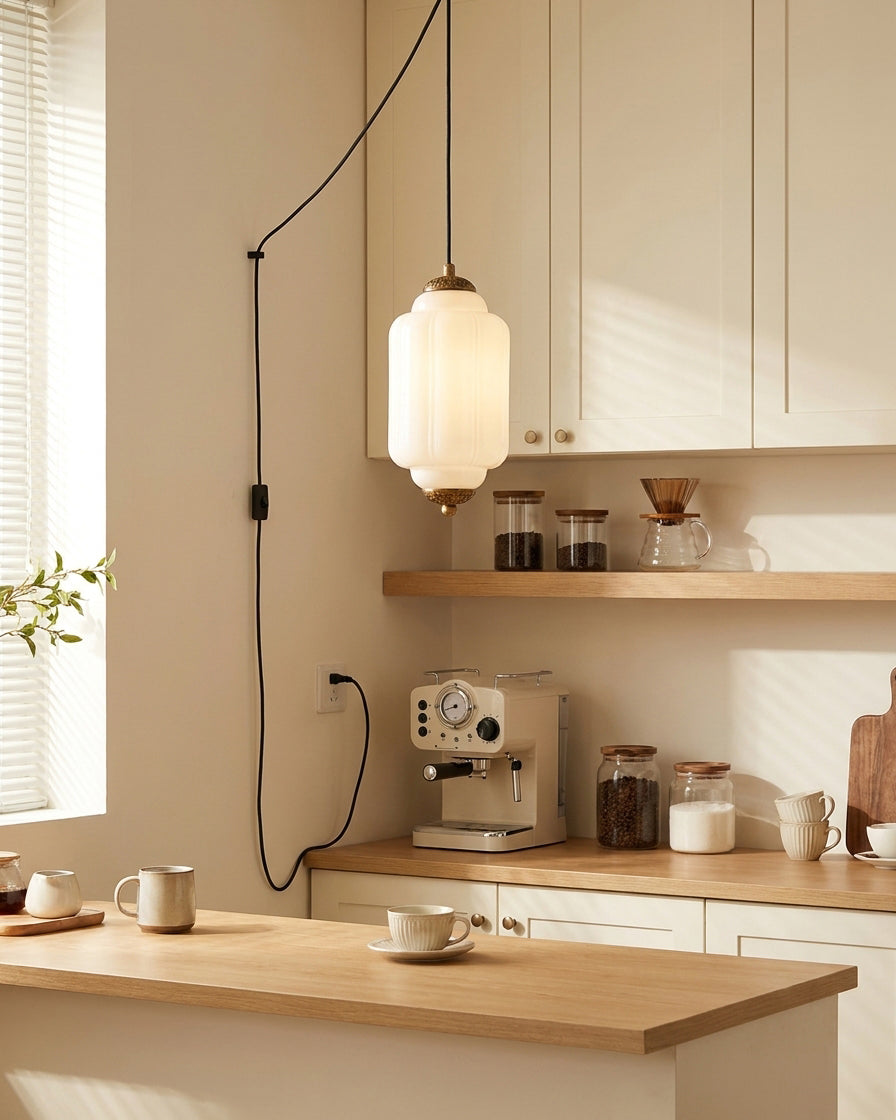 Veleaine Glass Plug In Pendant Light