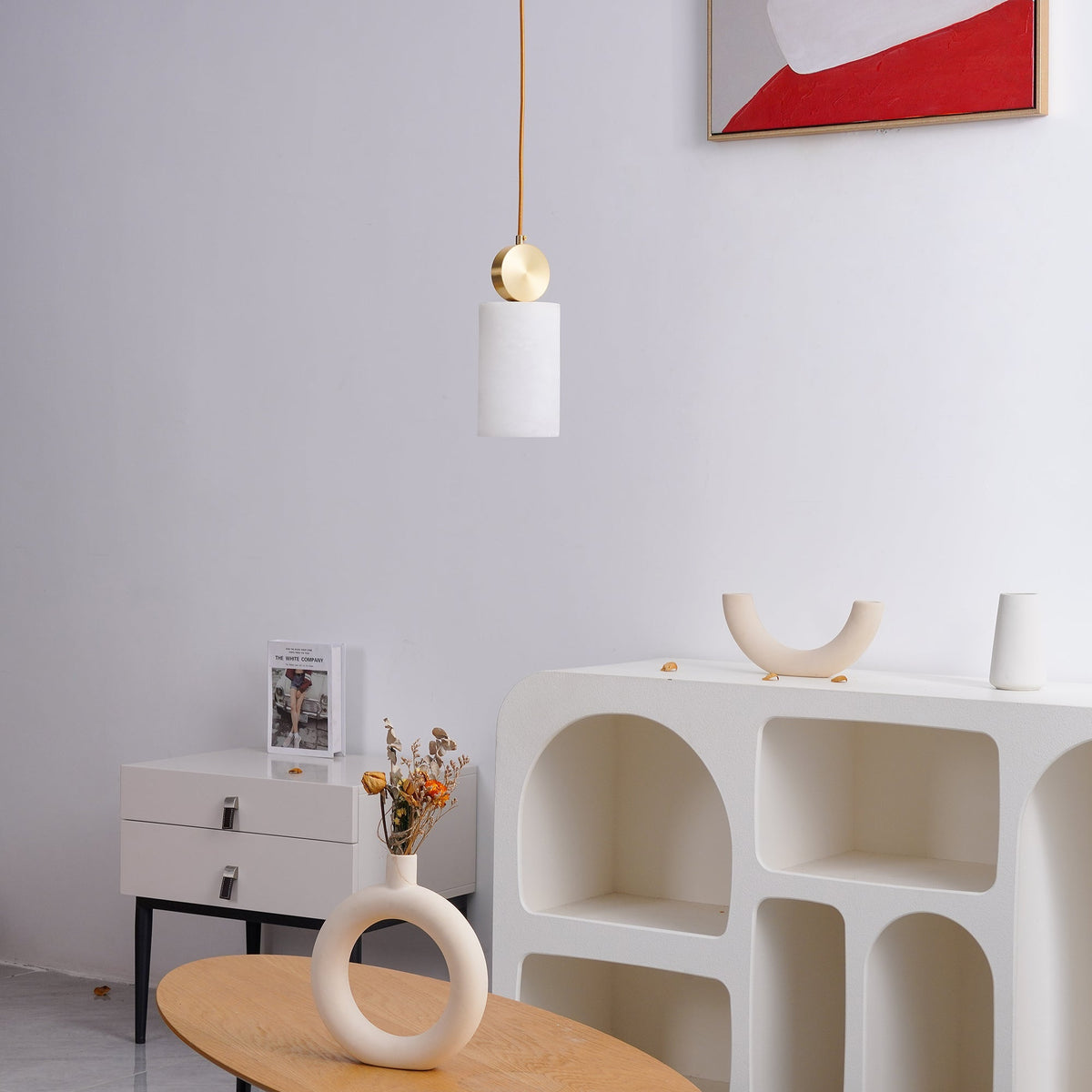 Salen Pendant Light Alabaster & Brass