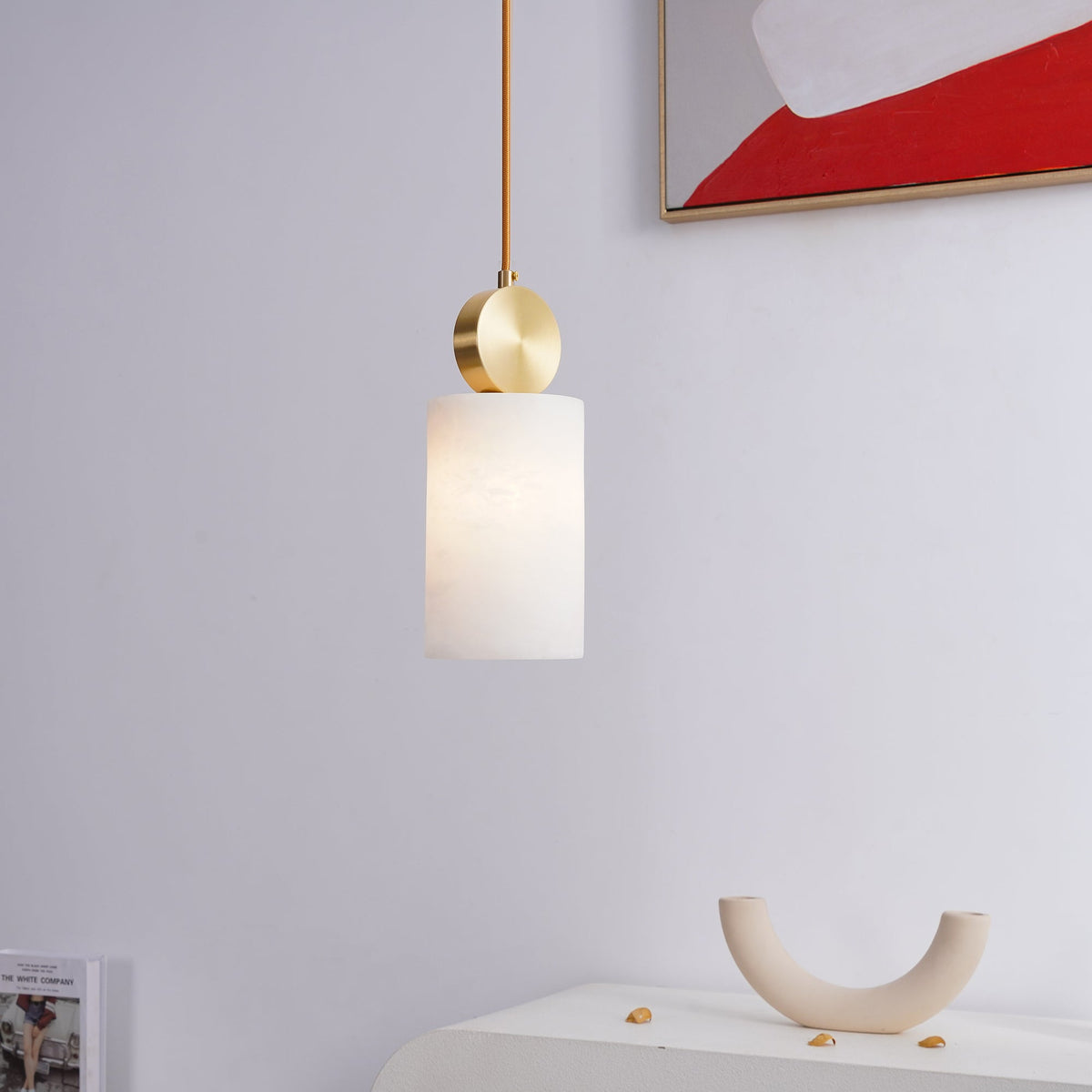Salen Pendant Light Alabaster & Brass