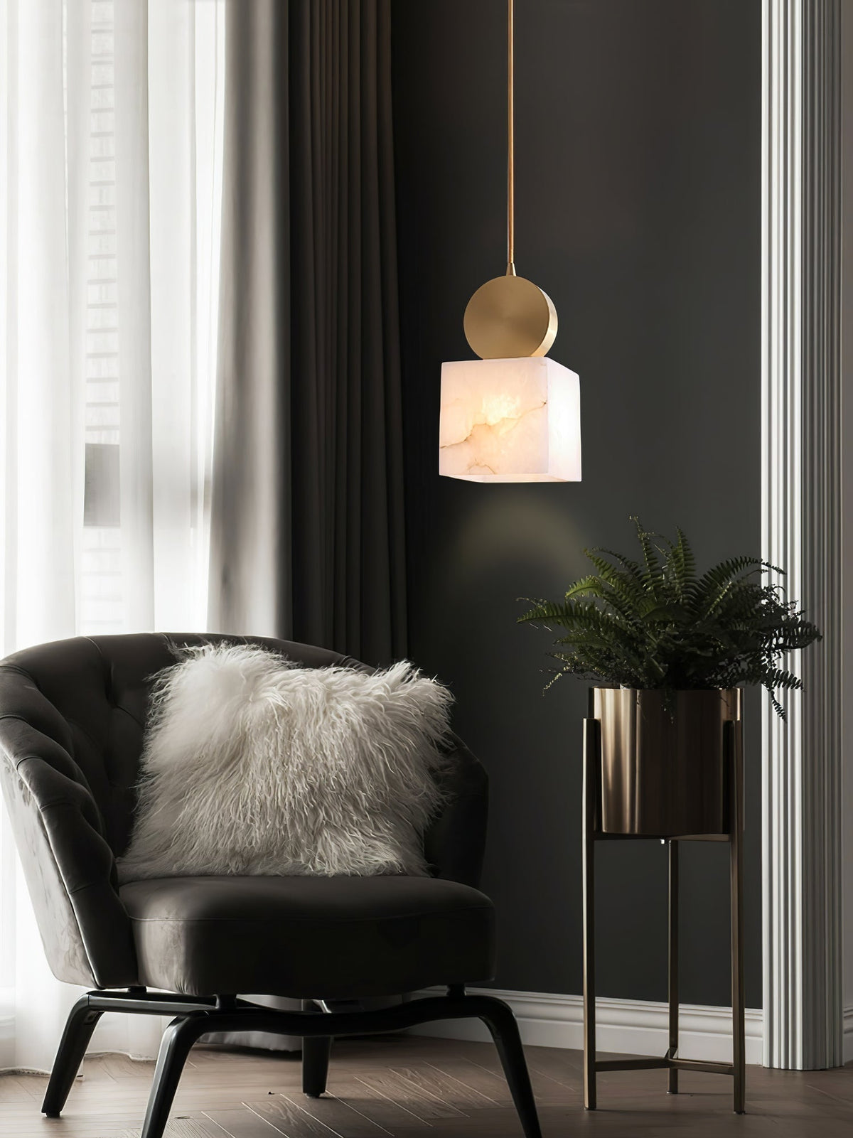 Salen Pendant Light Alabaster & Brass