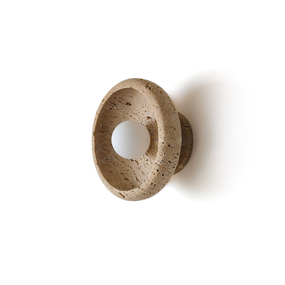 Neptune Travertine Wall Light Ring-shaped