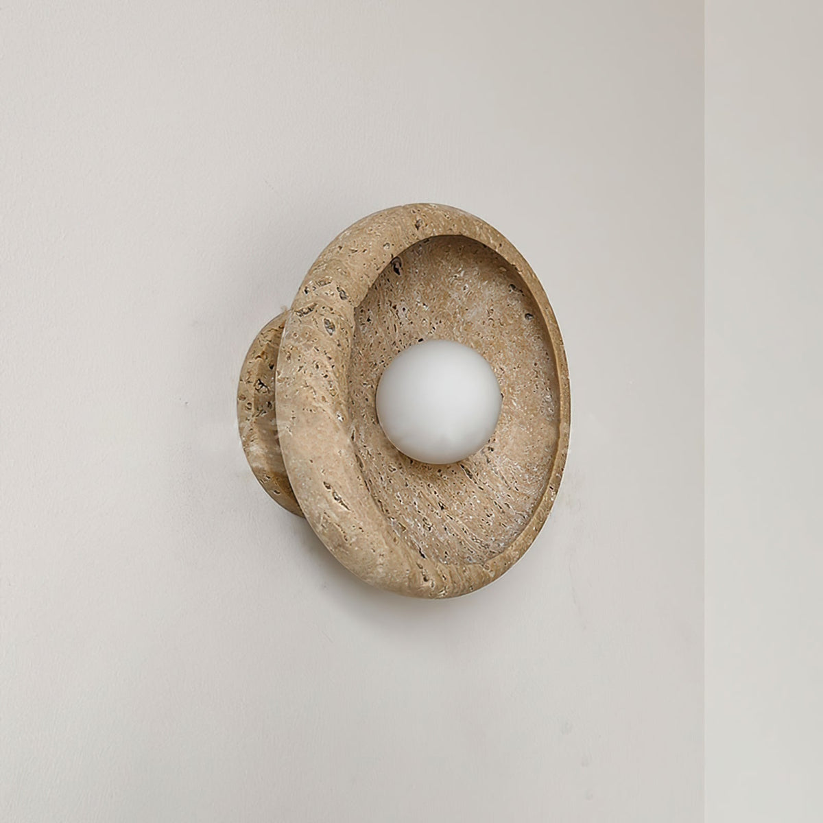 Neptune Travertine Wall Light Ring-shaped