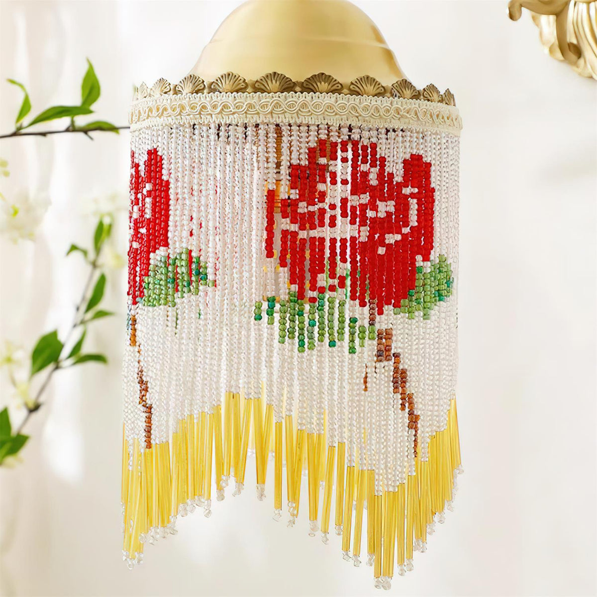Teriorine Flamenco Vintage Beaded Wall Lamp