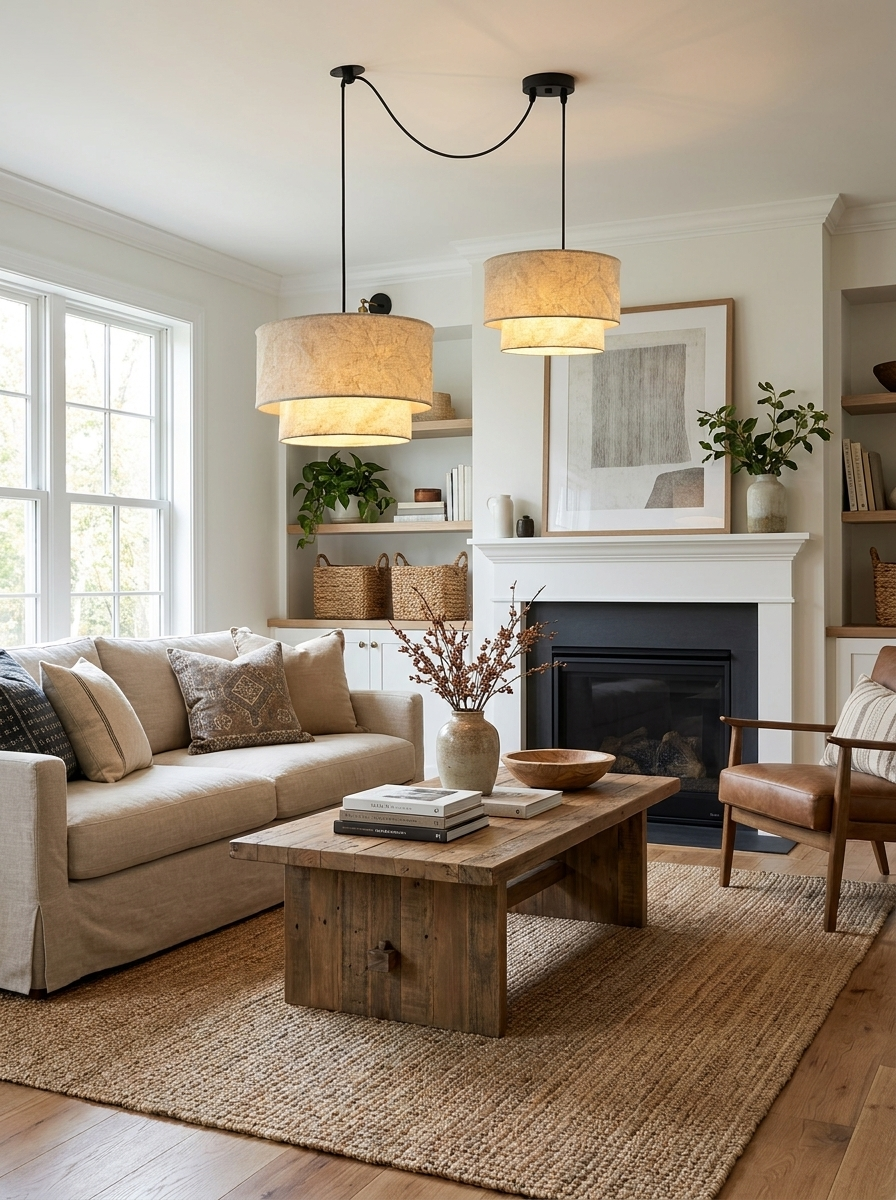 Merrinford Linen Drum Pendant Lamp