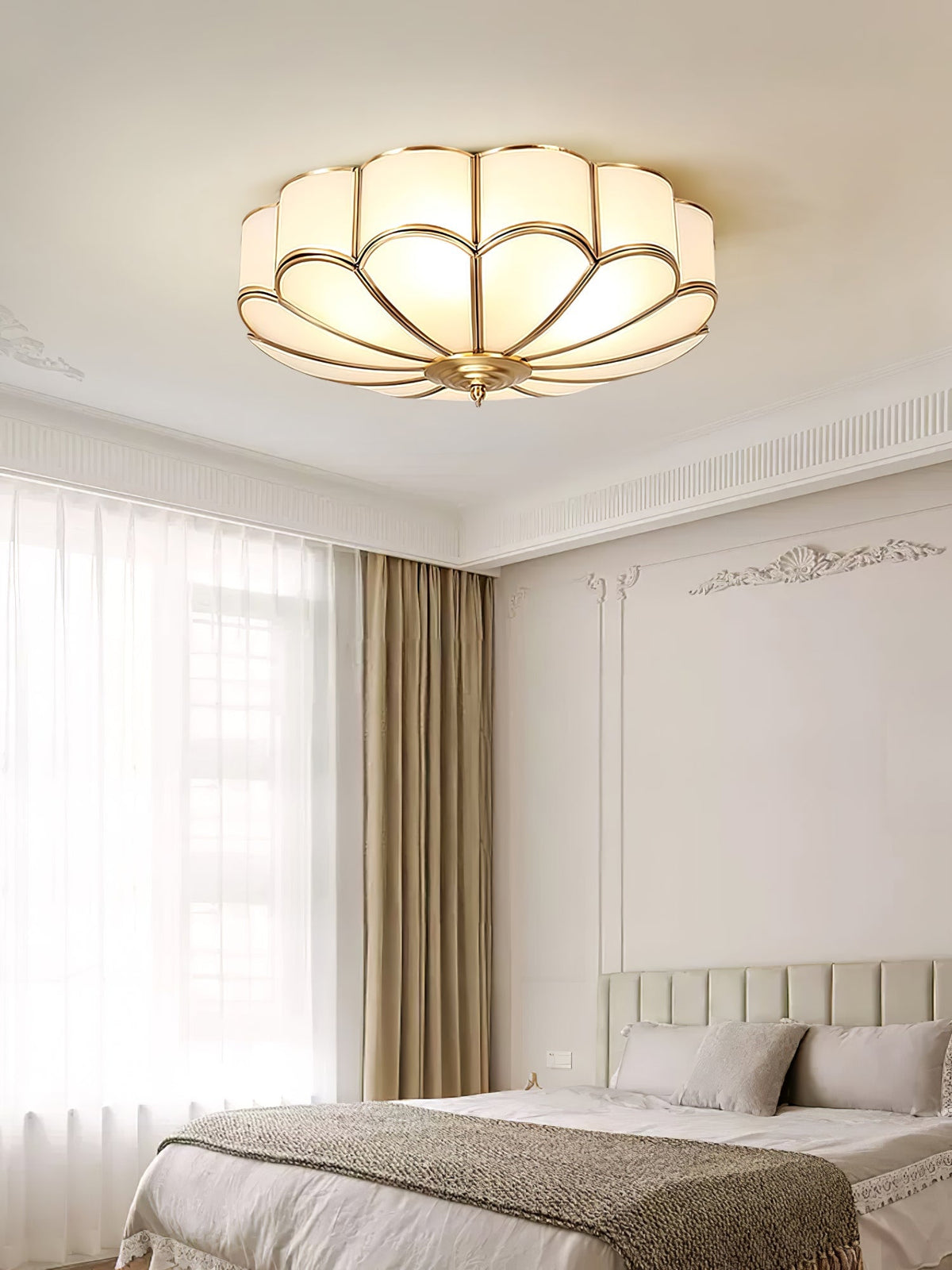 Velenena Ceiling Light Flower Shape Glass Brass