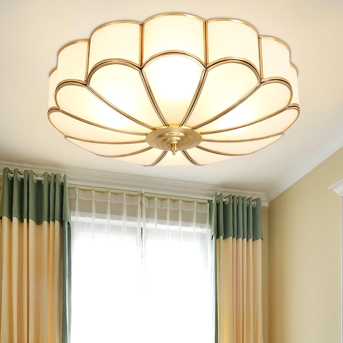 Velenena Ceiling Light Flower Shape Glass Brass
