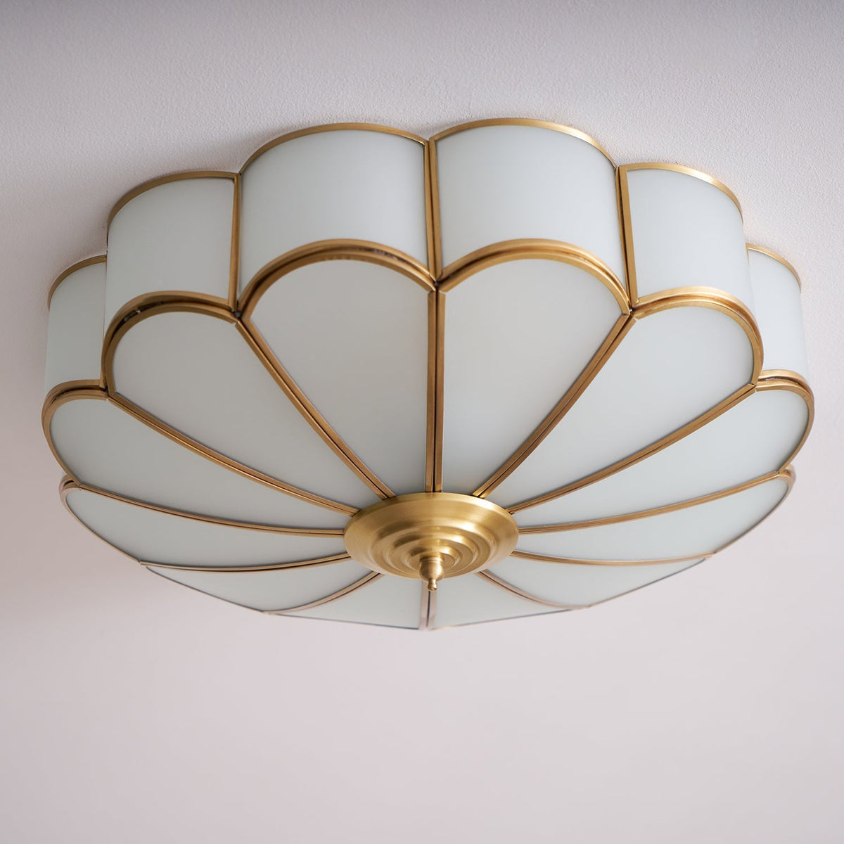 Velenena Ceiling Light Flower Shape Glass Brass