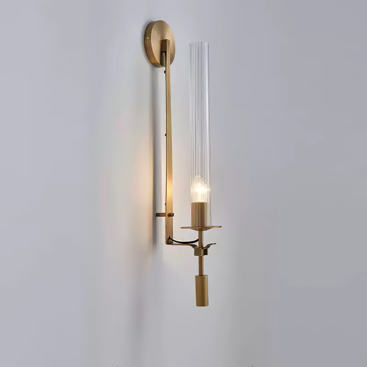 Veloora Wall Lamp Brass Minimalist Ribbed Glass