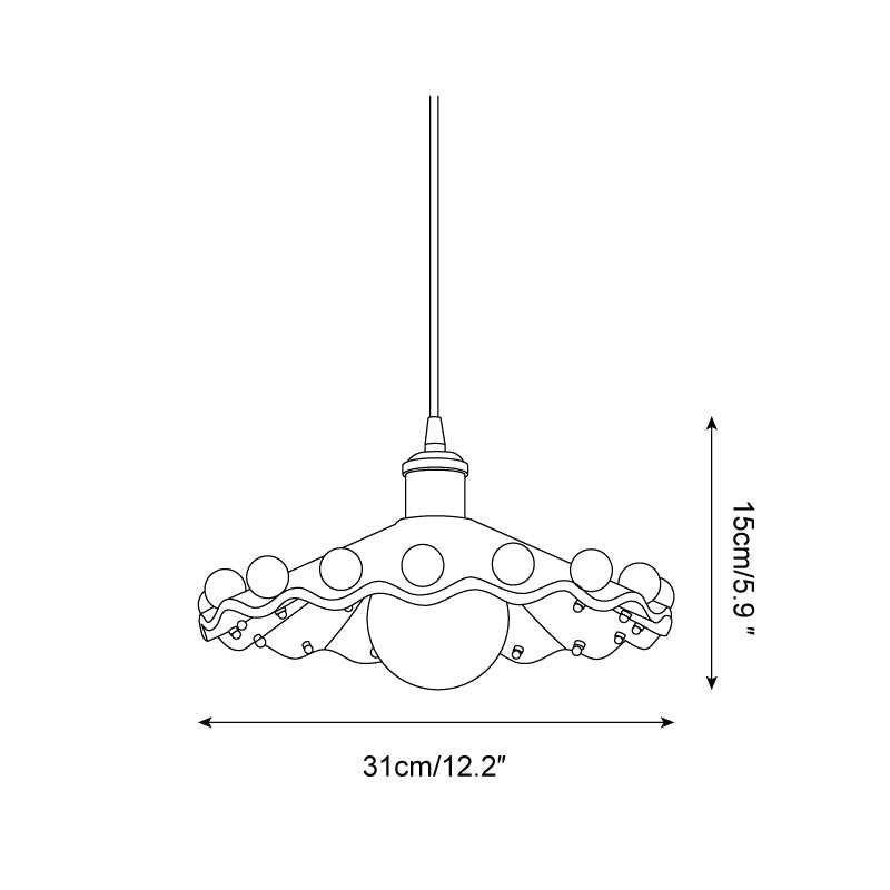 Solvira Pendant Lamp Wavy Ceramic Shade
