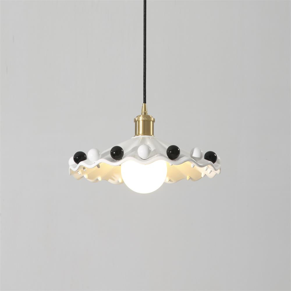 Solvira Pendant Lamp Wavy Ceramic Shade