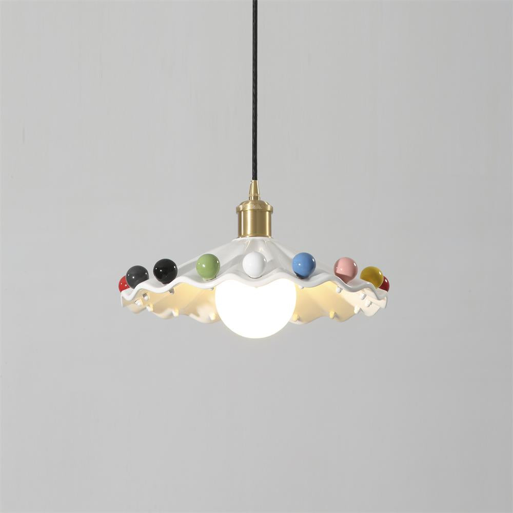 Solvira Pendant Lamp Wavy Ceramic Shade