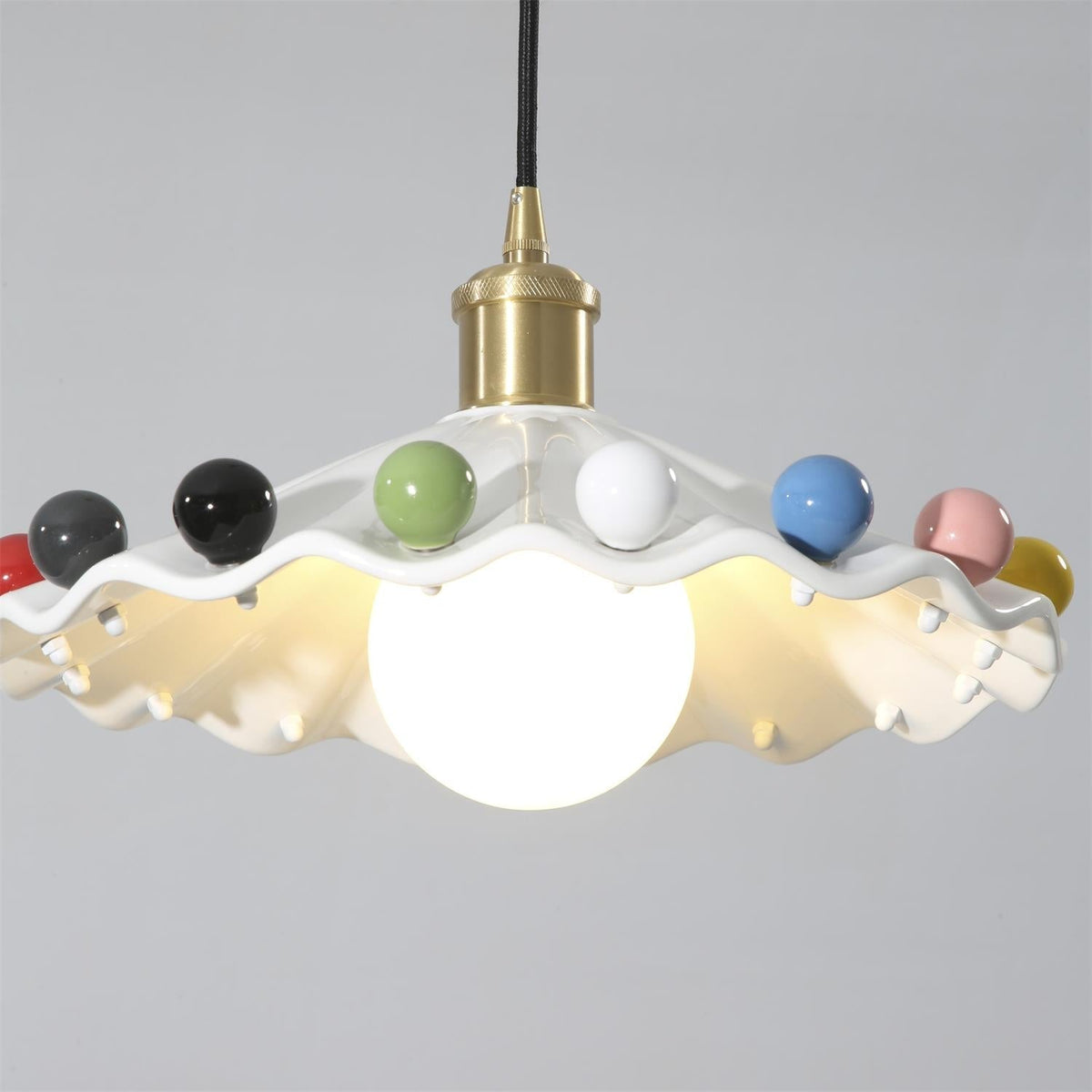Solvira Pendant Lamp Wavy Ceramic Shade