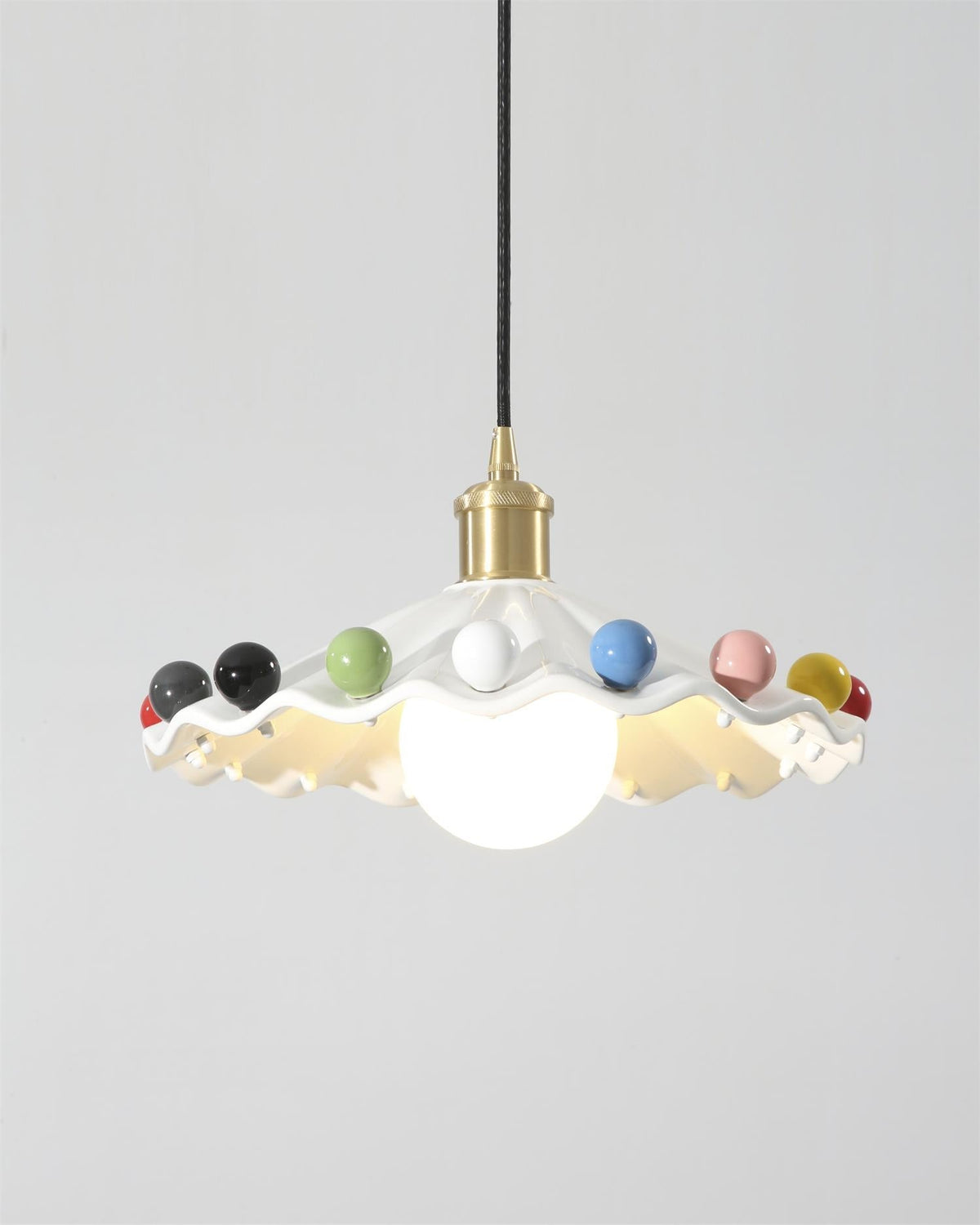 Solvira Pendant Lamp Wavy Ceramic Shade