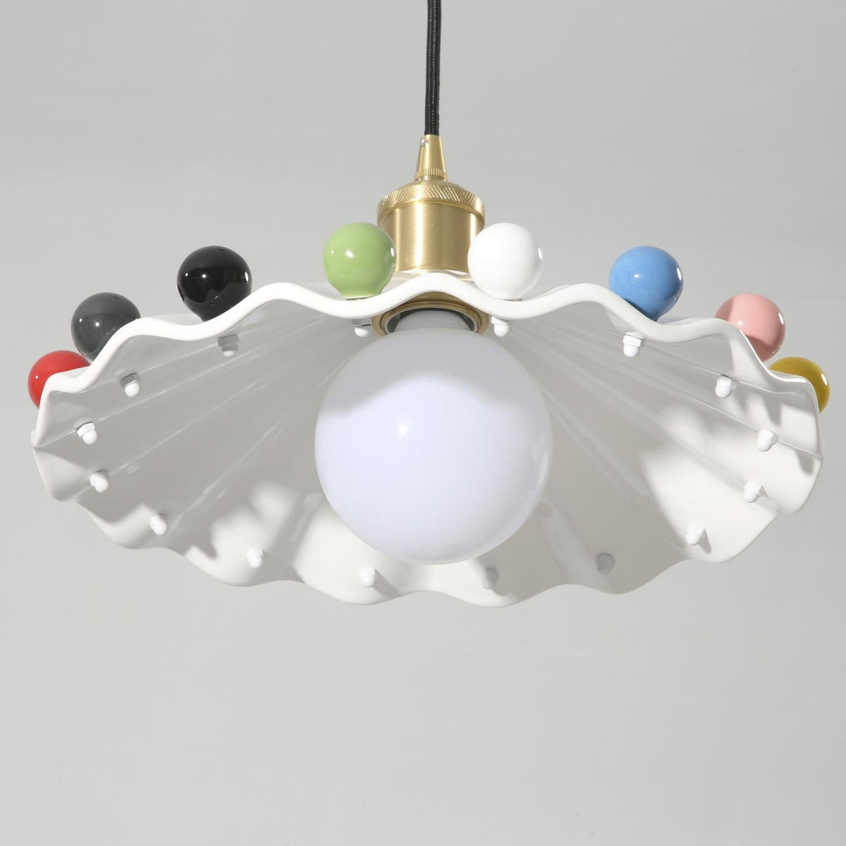 Solvira Pendant Lamp Wavy Ceramic Shade