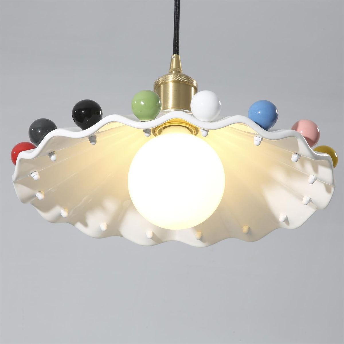Solvira Pendant Lamp Wavy Ceramic Shade