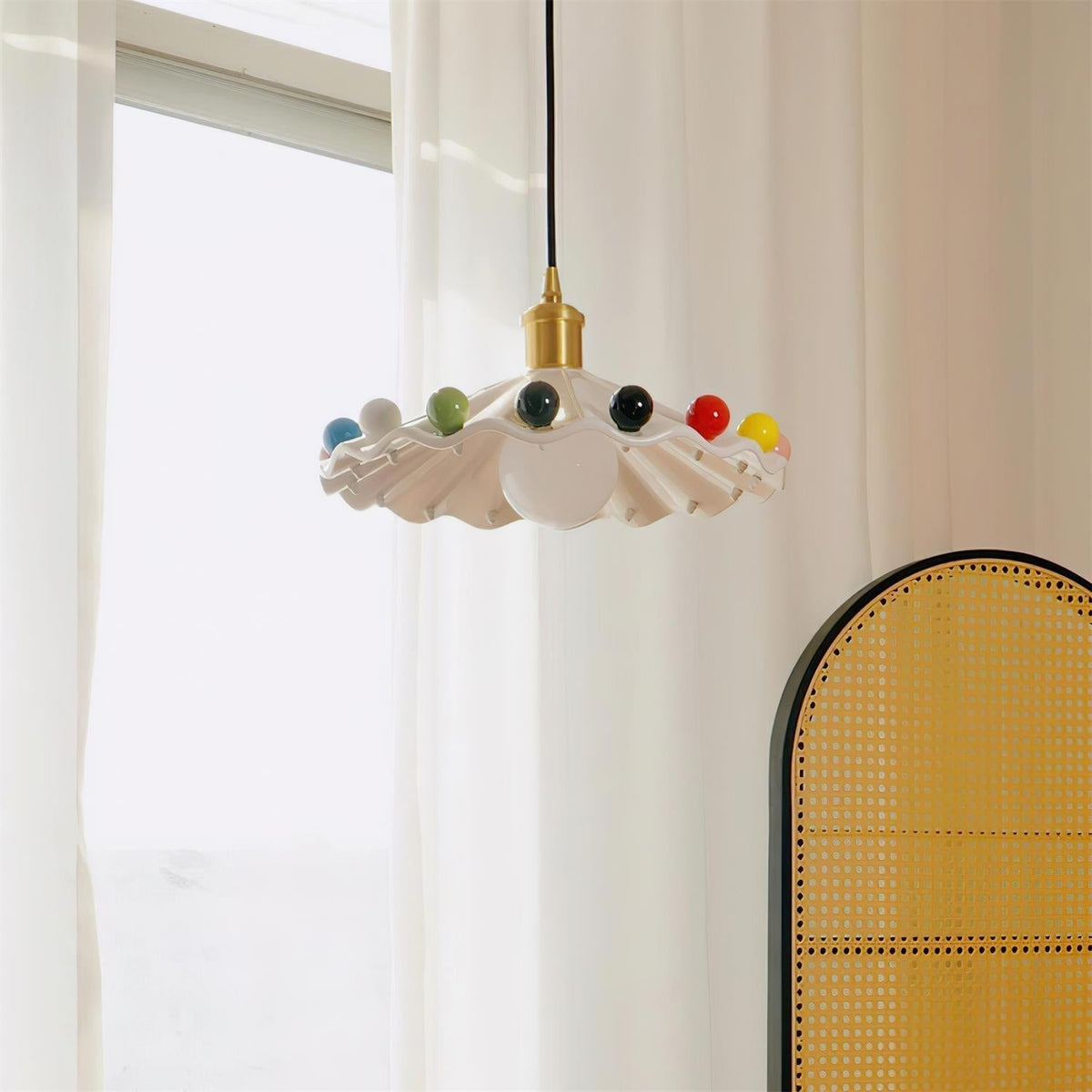 Solvira Pendant Lamp Wavy Ceramic Shade