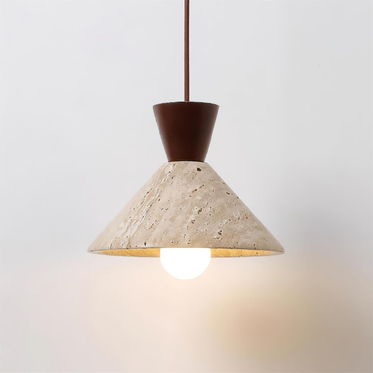 Caliva Pendant Lamp Travertine Hat Shape Natural