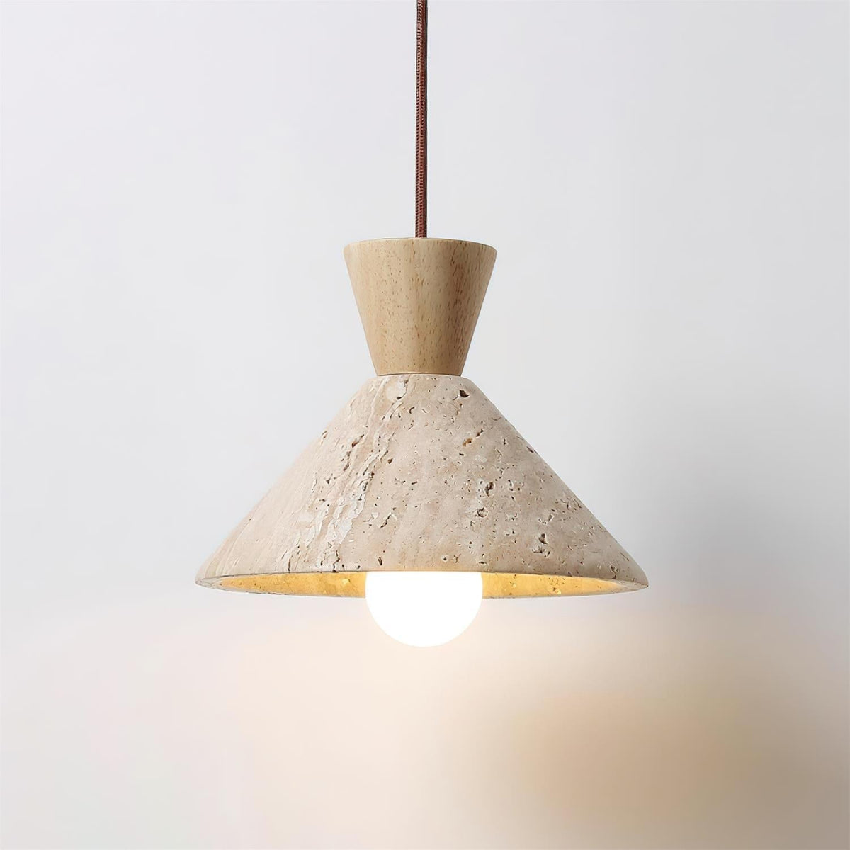 Caliva Pendant Lamp Travertine Hat Shape Natural