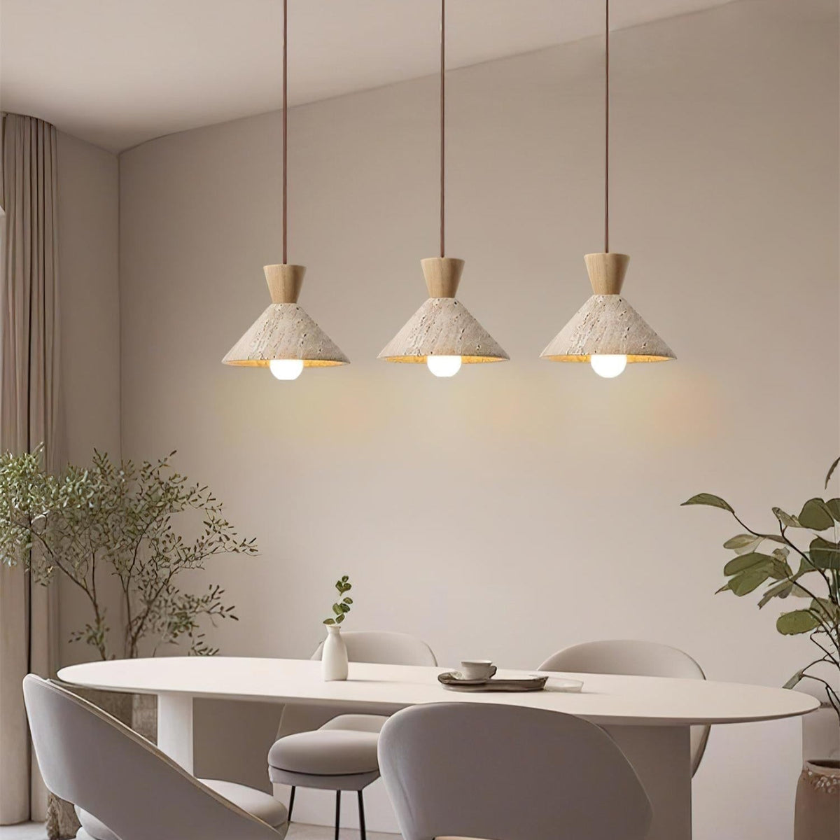 Caliva Pendant Lamp Travertine Hat Shape Natural