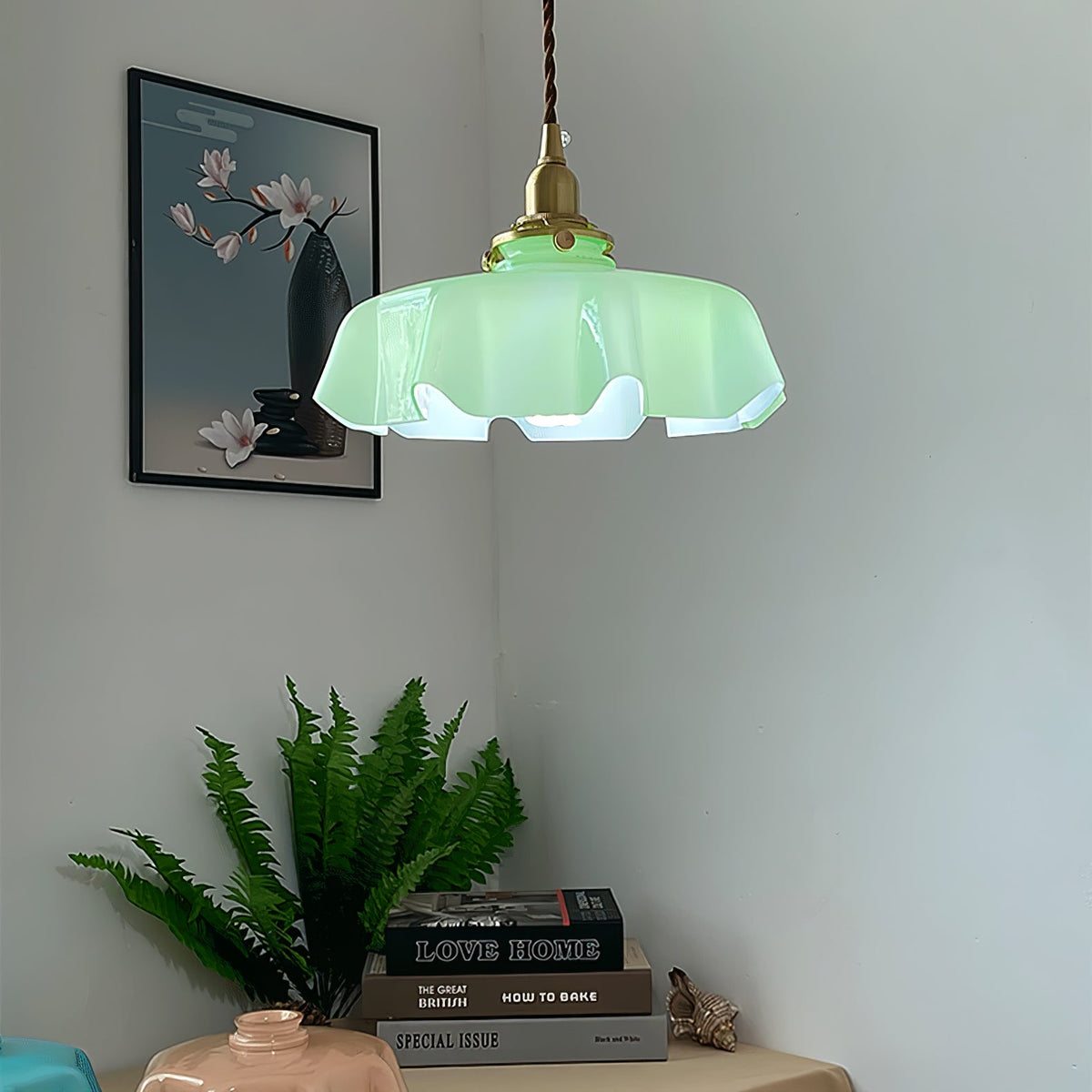 Sepalom Farmhouse Ruffled Pendant Light