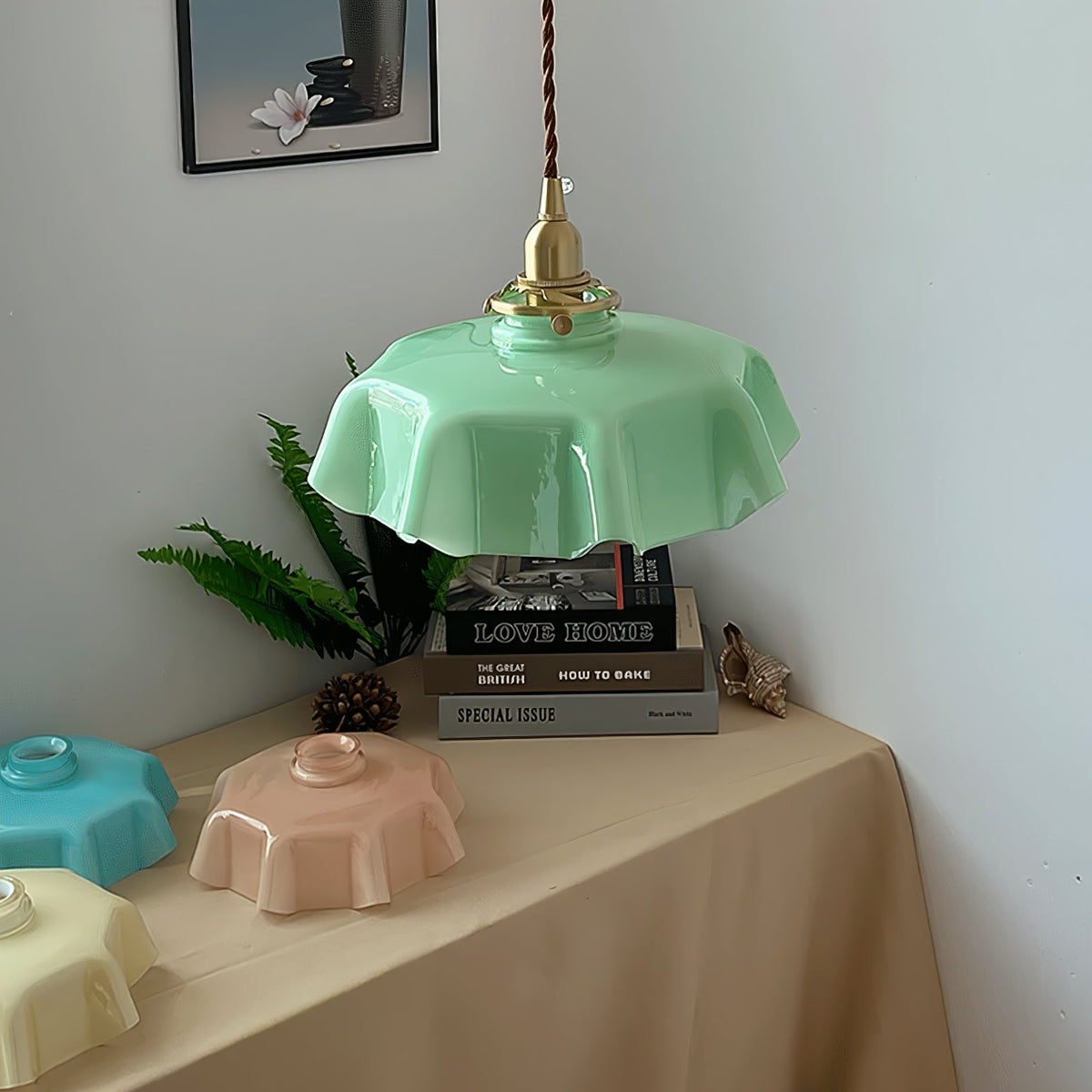 Sepalom Farmhouse Ruffled Pendant Light