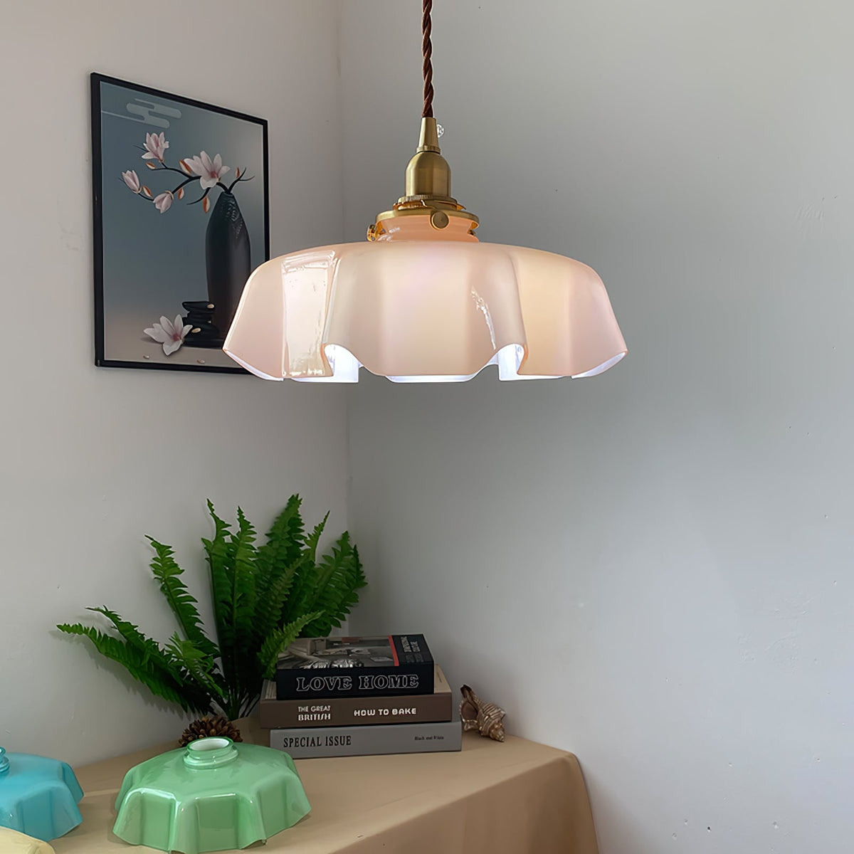 Sepalom Farmhouse Ruffled Pendant Light