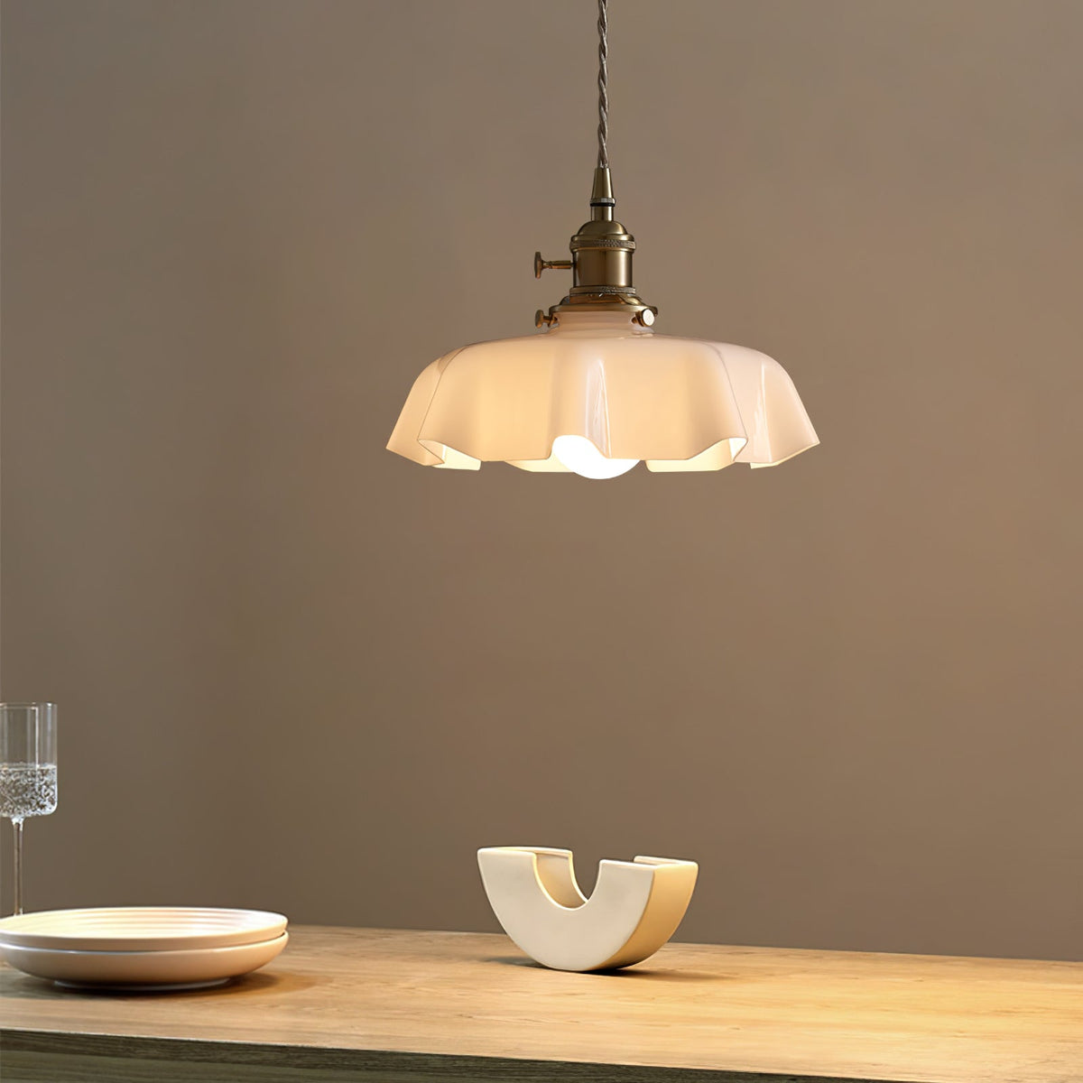 Sepalom Farmhouse Ruffled Pendant Light