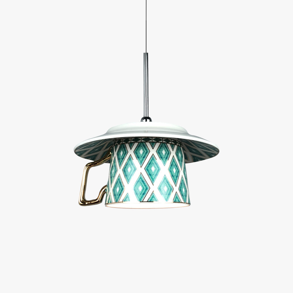 Tibosuko Vintage Argyle Pattern Cup Ceramic Pendant Light Bedroom