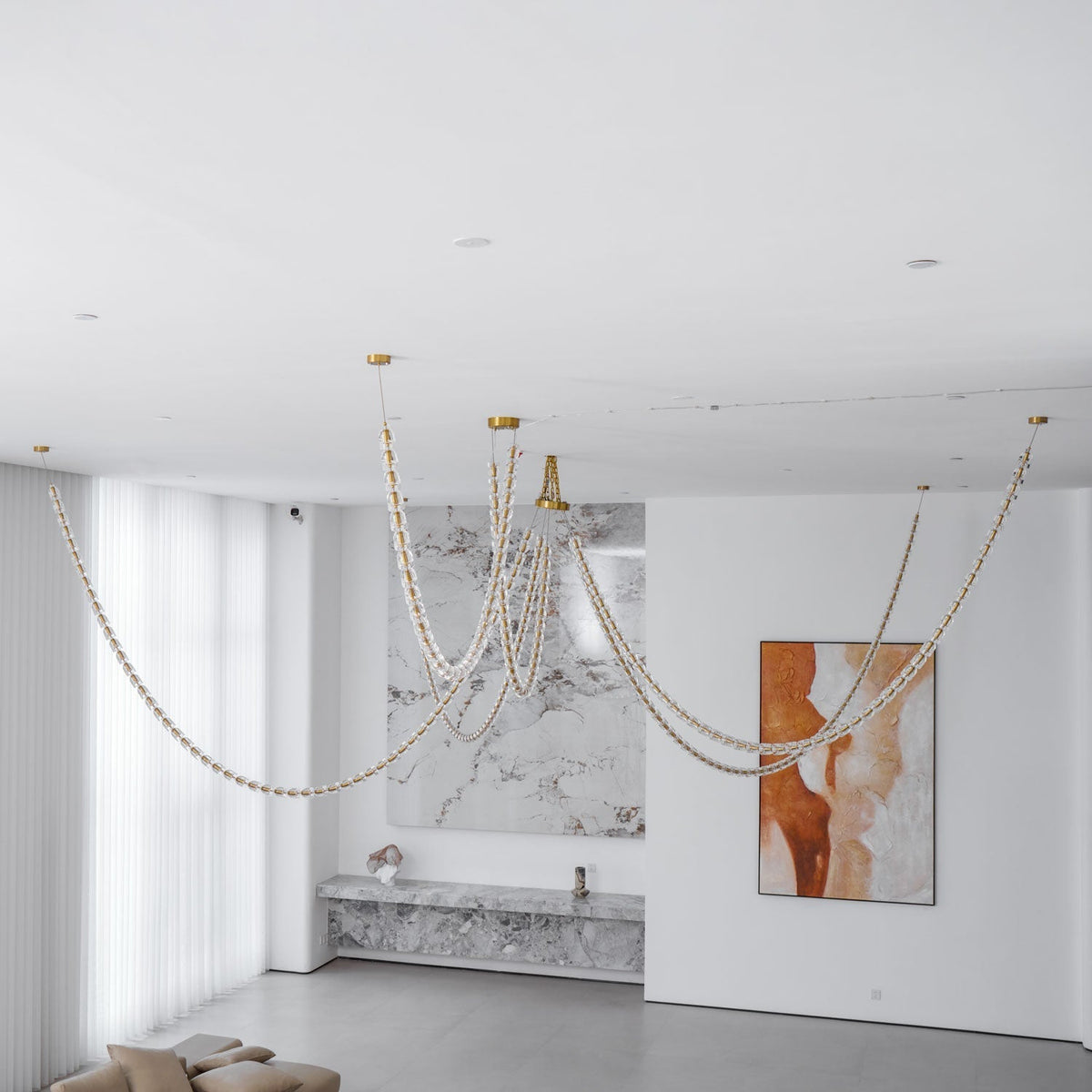 Elyisaine Chandelier Crystal Gold LED 3-Line