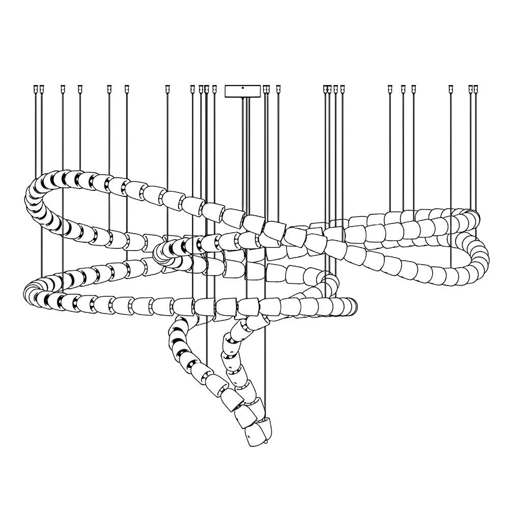 Elyisaine Chandelier Crystal Gold LED 3-Line