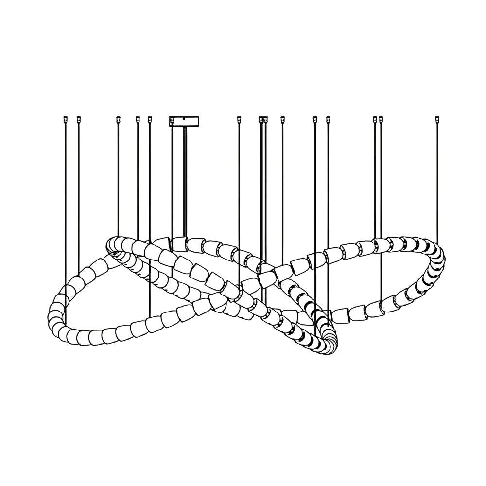 Elyisaine Chandelier Crystal Gold LED 3-Line