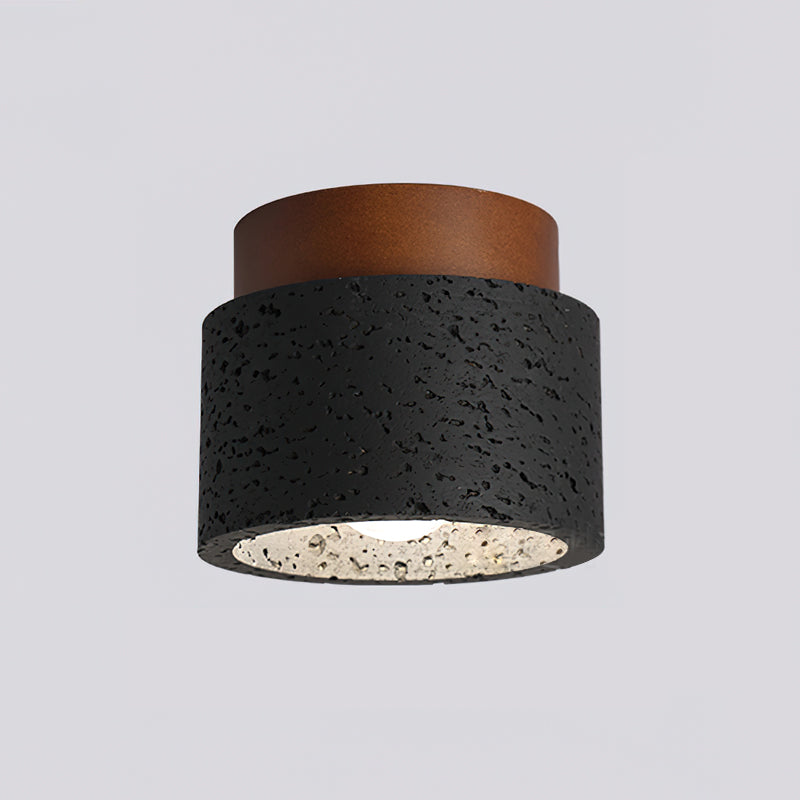 Rilon Sqaure&Round Ceiling Light Black& Yellow Travertine