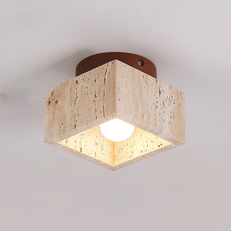 Rilon Sqaure&Round Ceiling Light Black& Yellow Travertine