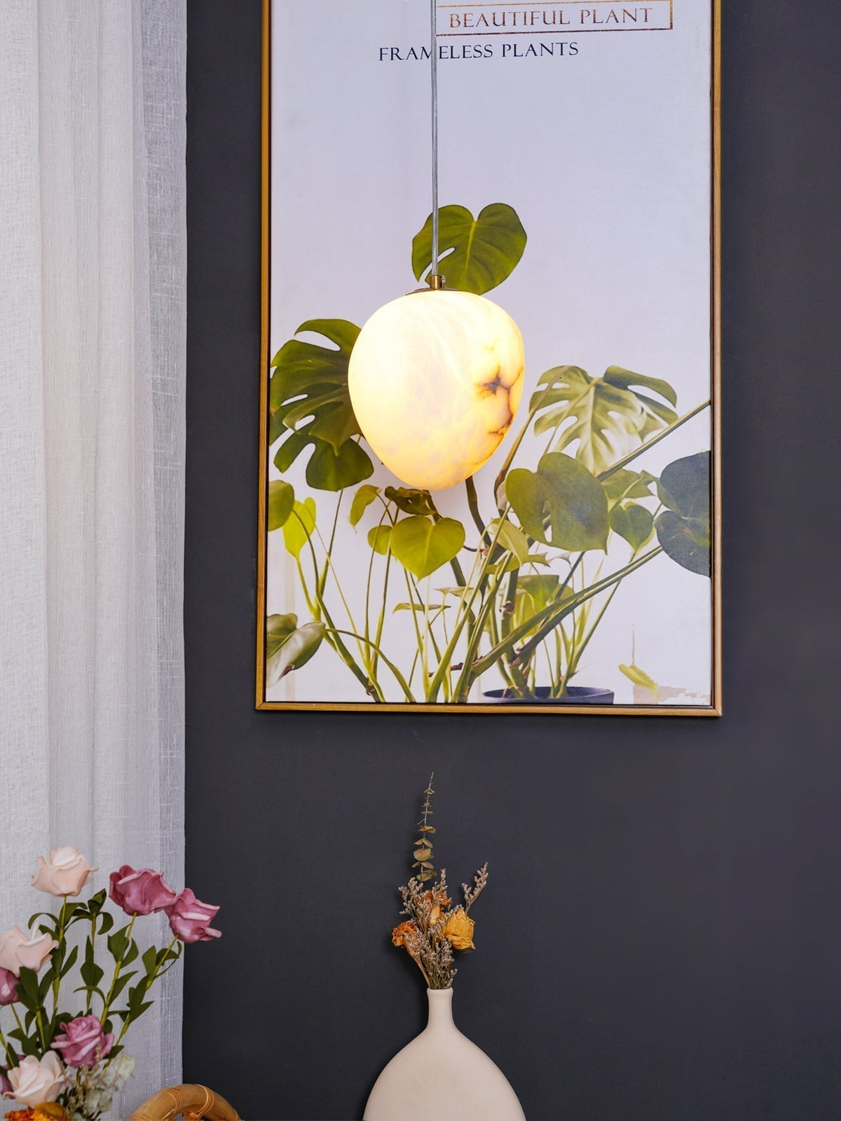Ralen Pendant Lamp Alabaster Brass Sophistication